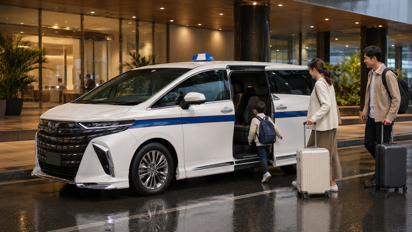 子連れ家族の空港間送迎イメージ