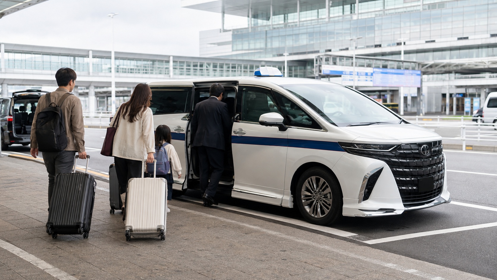 成田空港から東京のホテルへ向かう送迎のイメージ