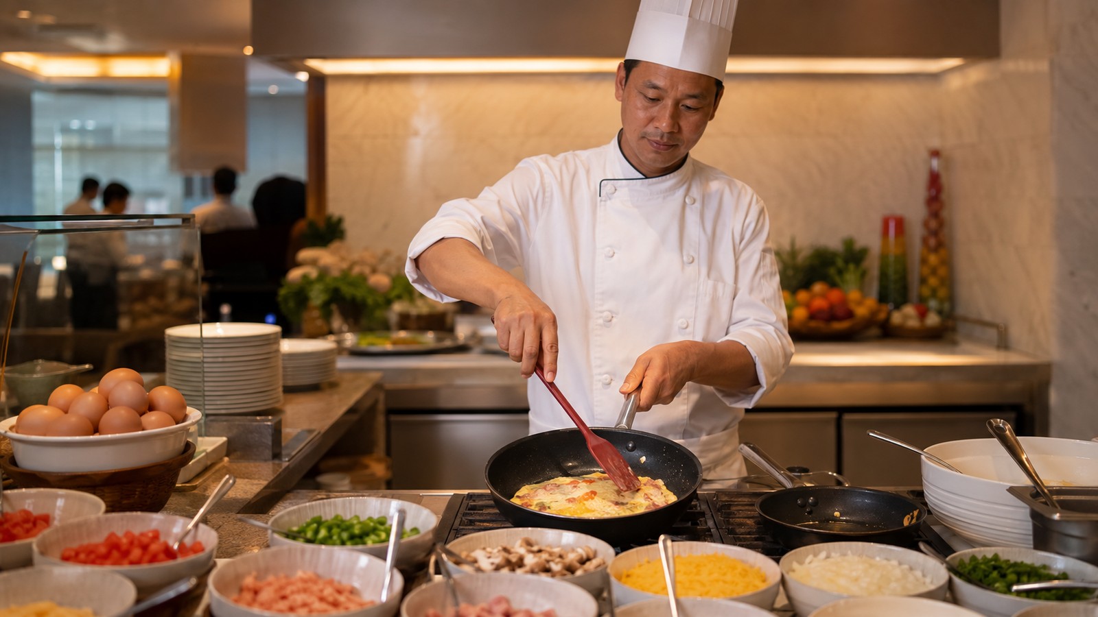 ライブキッチンの朝食イメージ