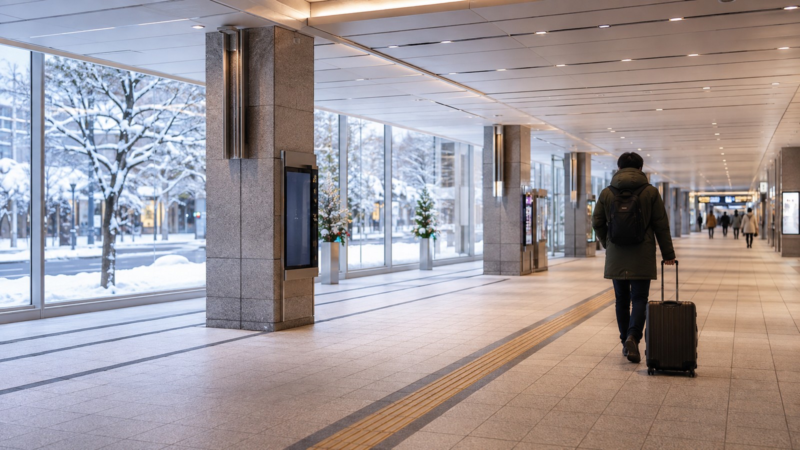 札幌駅周辺の地下通路を歩く旅行者のイメージ