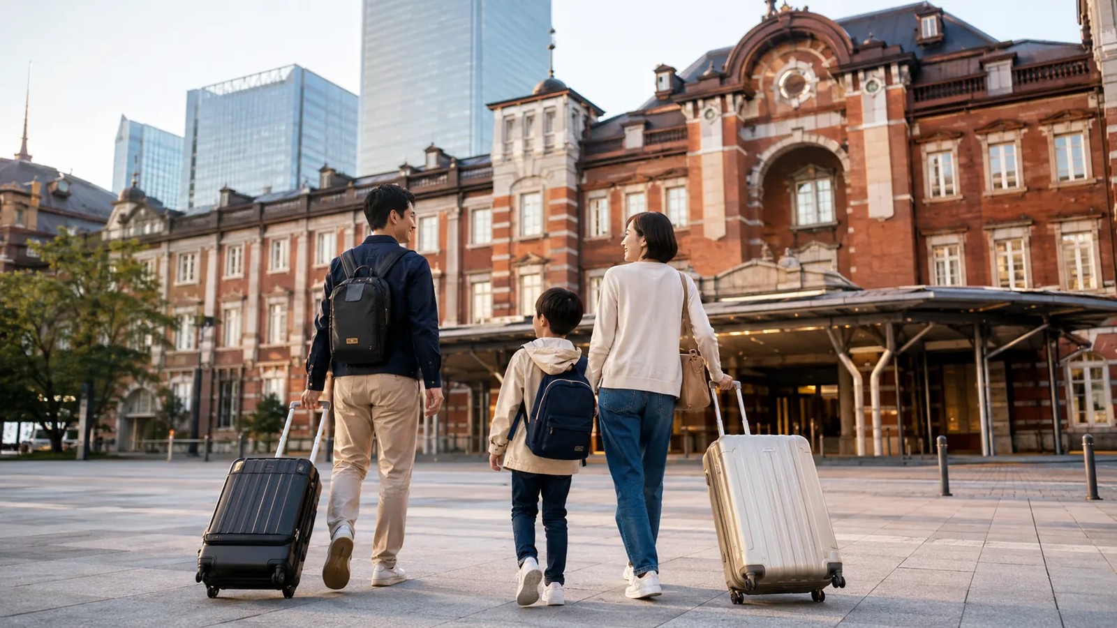 東京駅からホテルへ向かう旅のイメージ