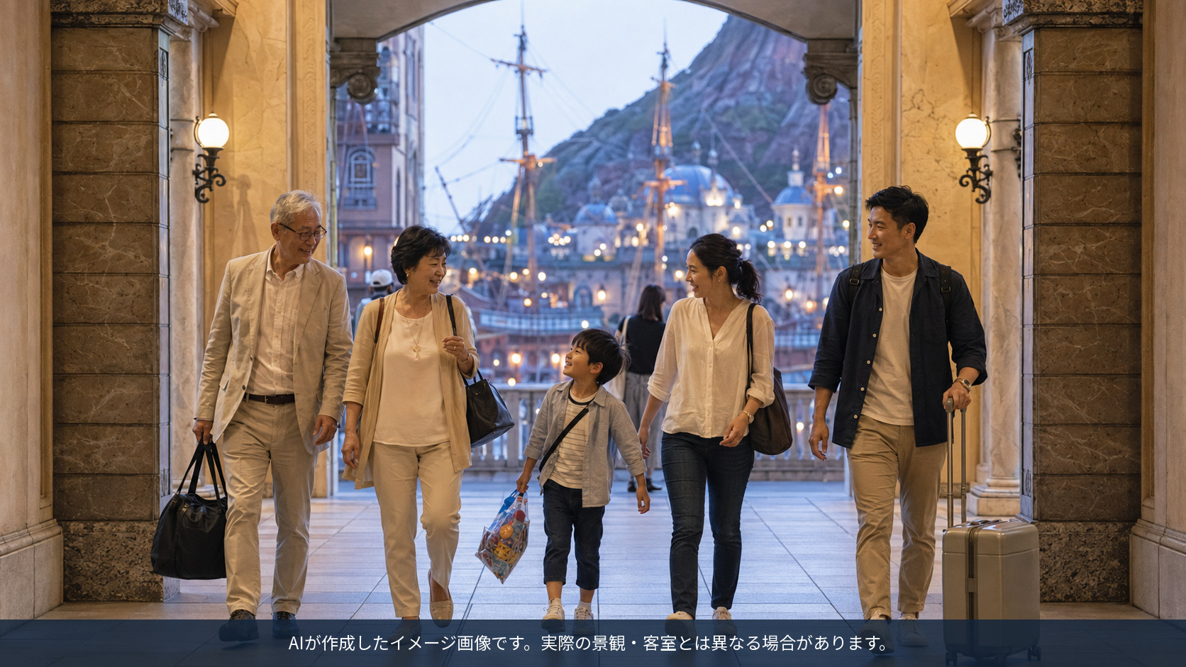 ホテルミラコスタを利用する家族旅行のイメージ