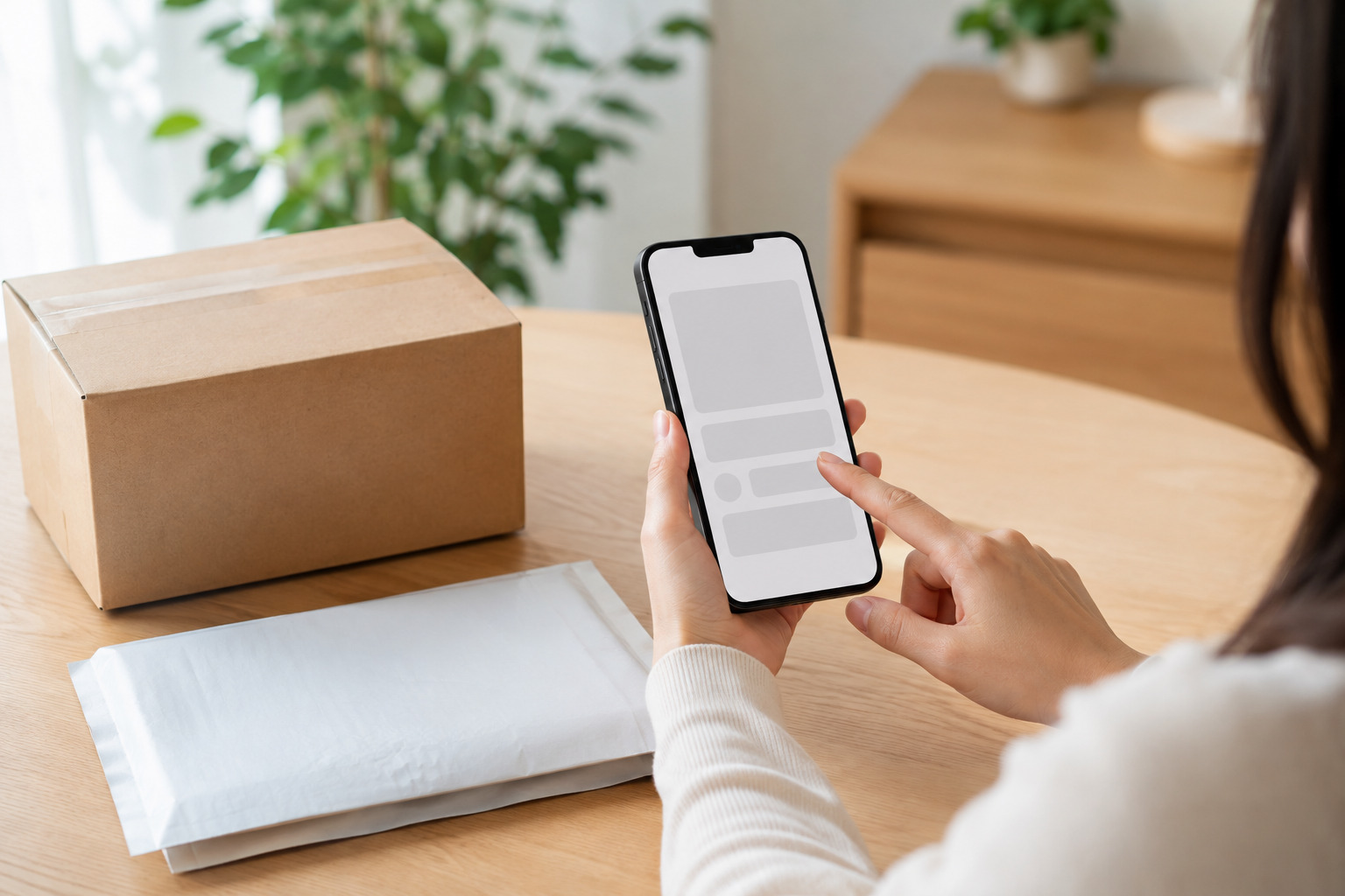 スマートフォンから一般的な買取査定を申し込むイメージ