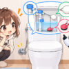 止 水 栓 水 漏れ 外についてワクちゃんとチャッピーが確認しているイラスト