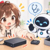 hdd 外 付け 修理についてワクちゃんとチャッピーが確認しているイラスト