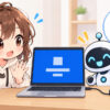 ダイナブック 電源 が 入ら ないについてワクちゃんとチャッピーが確認しているイラスト