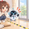 ガラス 割れ た 修理についてワクちゃんとチャッピーが確認しているイラスト