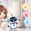 電気 温水 器 水 漏れ 修理についてワクちゃんとチャッピーが確認しているイラスト