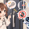 トイレ 鍵 開け 方についてワクちゃんとチャッピーが確認しているイラスト