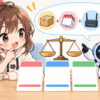 プロバイダー ocn 料金についてワクちゃんとチャッピーが確認しているイラスト