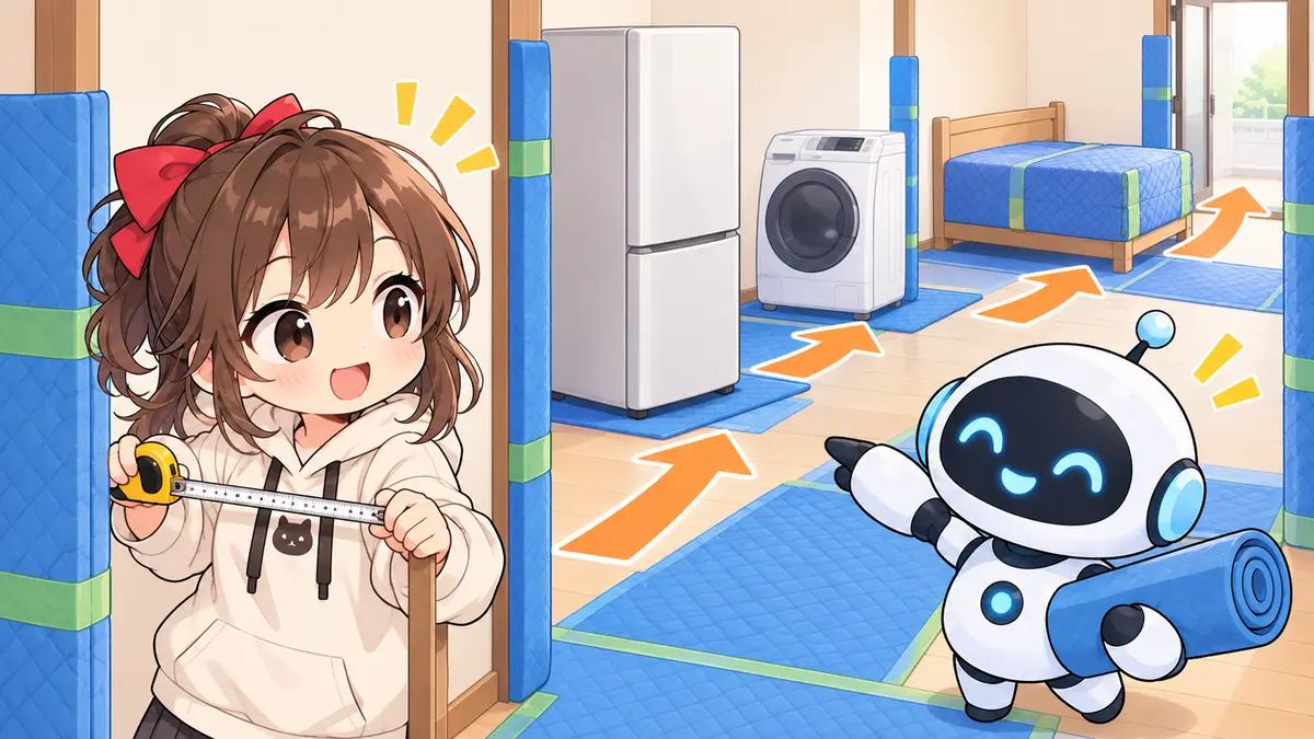 ソネット 引越しについてワクちゃんとチャッピーが確認しているイラスト
