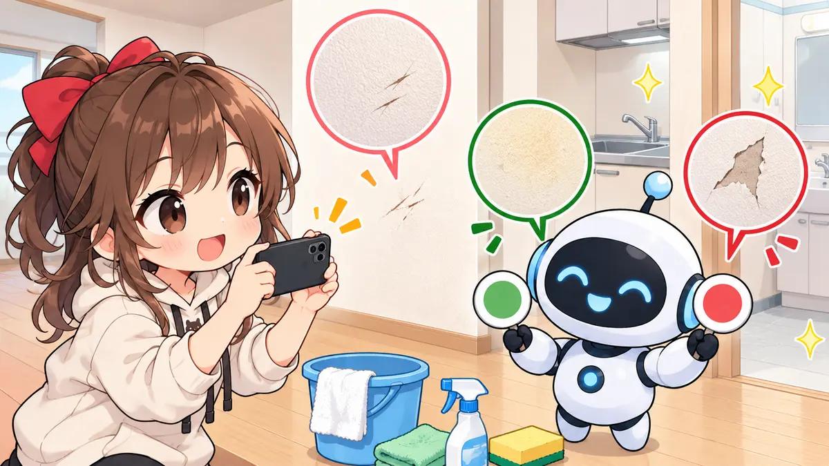 引っ越し 見積もり 2 人 暮らしについてワクちゃんとチャッピーが確認しているイラスト