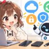 エアコン 掃除についてワクちゃんとチャッピーが確認しているイラスト