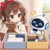 遺品 整理 費用 一軒家についてワクちゃんとチャッピーが確認しているイラスト