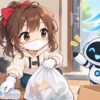 片付け 代行 一人暮らしについてワクちゃんとチャッピーが確認しているイラスト