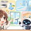 ハウス クリーニング kireiについてワクちゃんとチャッピーが確認しているイラスト
