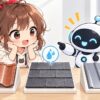 スレート 屋根 の 補修についてワクちゃんとチャッピーが確認しているイラスト