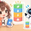一人暮らし 電気 アンペアについてワクちゃんとチャッピーが確認しているイラスト
