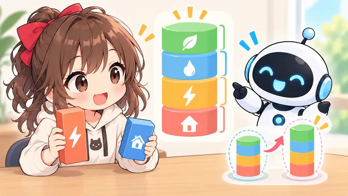 ドラム 式 洗濯 機 電気 代についてワクちゃんとチャッピーが確認しているイラスト