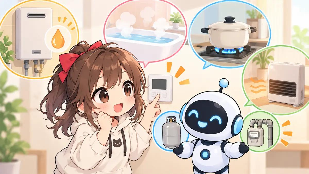 光熱 費 まとめる お 得についてワクちゃんとチャッピーが確認しているイラスト