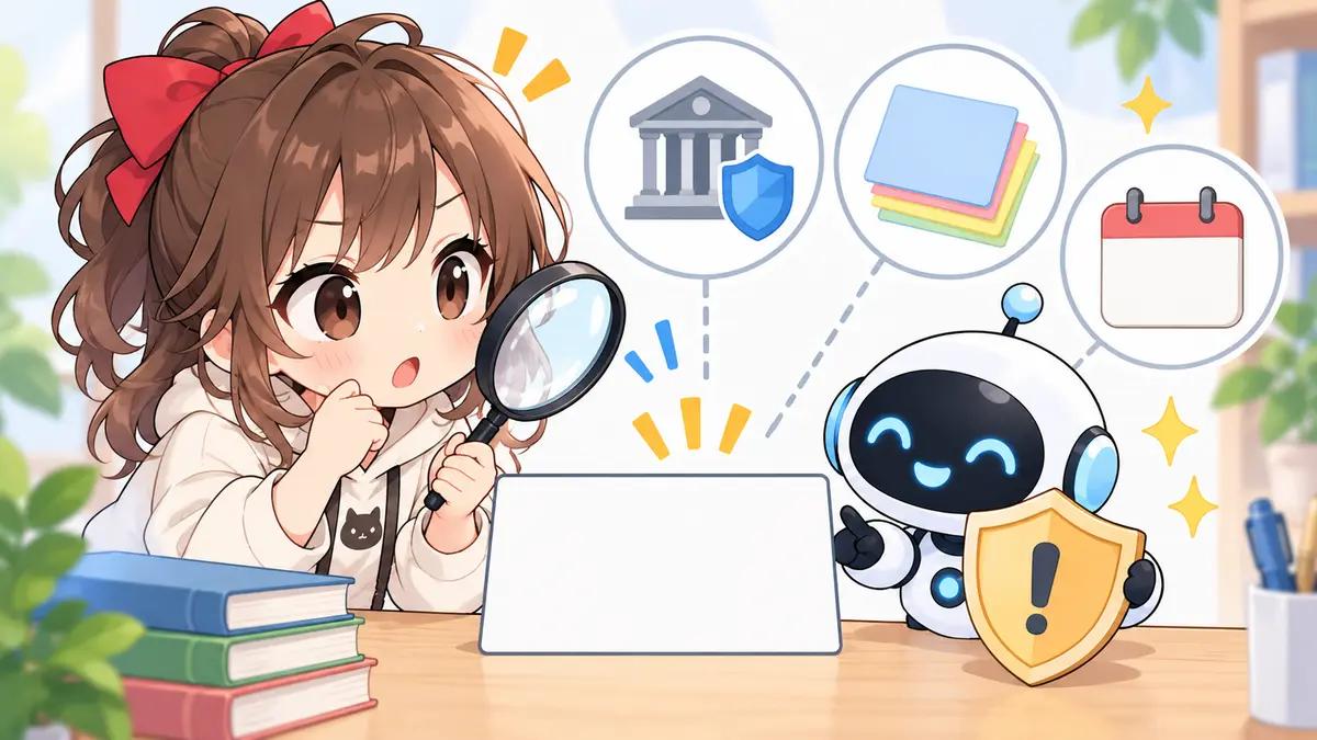 エクサ ウィザーズについてワクちゃんとチャッピーが確認しているイラスト
