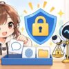 ai 要約についてワクちゃんとチャッピーが確認しているイラスト