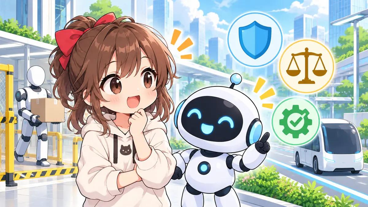 ヒューマノイド ロボット 最新についてワクちゃんとチャッピーが確認しているイラスト