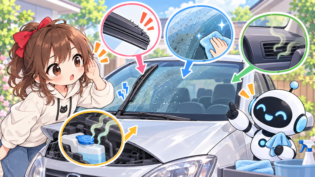 車フロントガラス曇る内側の基本が分かる｜特徴・使う場面・注意点